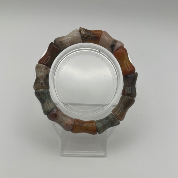 Coral Jade Bamboo Beads Bracelet - Picture 2 of 6